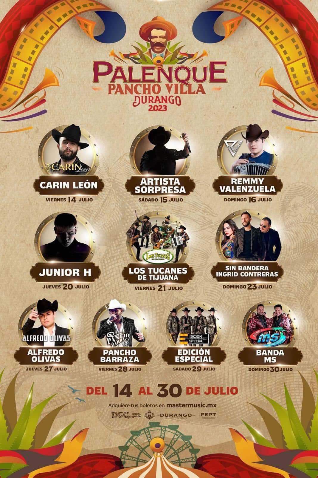 $!Banda MS y Los Tucanes de Tijuana actuarán en la Feria Nacional Francisco Villa Durango 2023