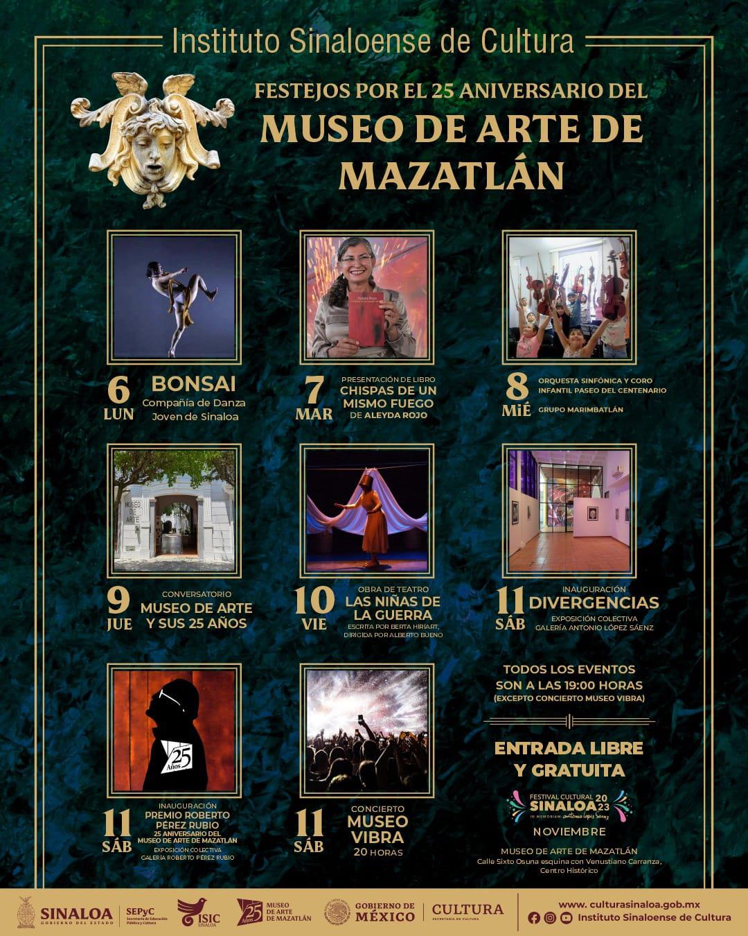 $!La celebración por los 25 años del museo contempla actividades como danza, música, teatro, conferencias y literatura.