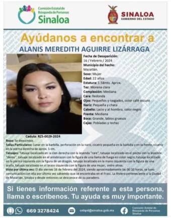 Alanis Meredith Aguirre Lizárraga está desaparecida y ya hay Alerta Ámber.