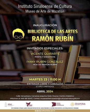 La Biblioteca de las Artes Ramón Rubín se inaugurará el martes 23, a las 11:00 horas.