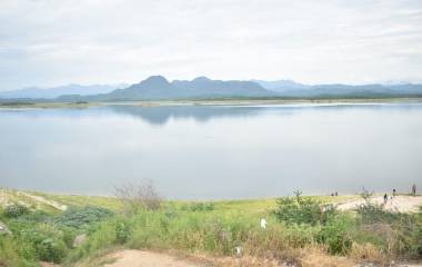 Así lucía la presa Sanalona cuando almacenaba agua después de la temporada de lluvias.