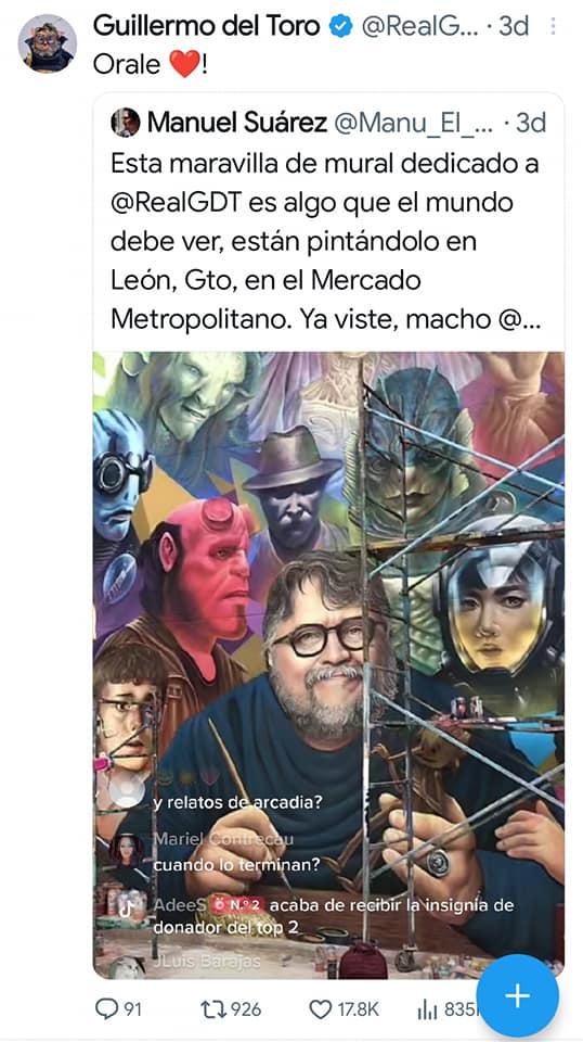 $!Sorprenden jóvenes con mural dedicado a Guillermo del Toro en León, Guanajuato