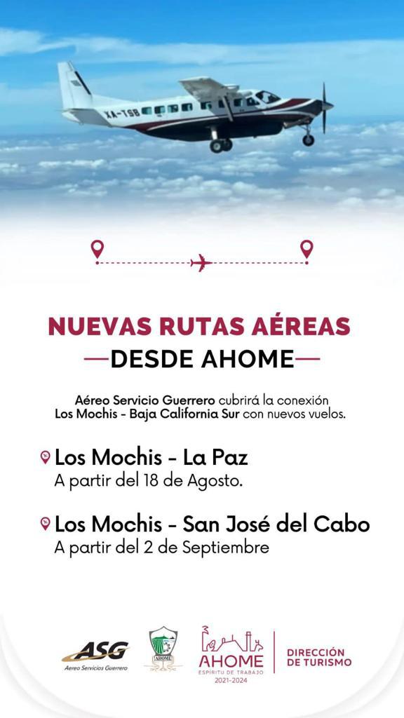 $!Anuncian nuevos vuelos de Los Mochis hacia La Paz y San José del Cabo