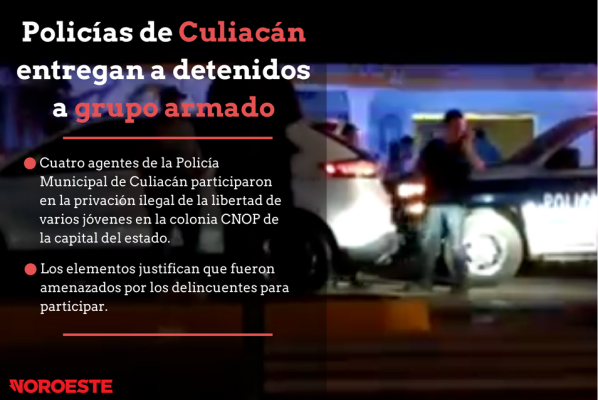 Policías de Culiacán entregan detenidos a grupo armado