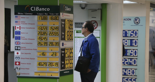 El peso inicia la semana con retroceso: el dólar sube a los 18.08 por uno en bancos mexicanos