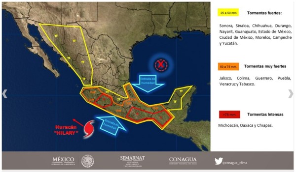 Pronostican lluvias fuertes para Sinaloa por 'Hilary'