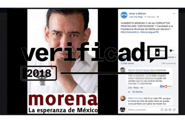 VERIFICADO 2018: Un montaje, la fotografía de Humberto Moreira como candidato de Morena
