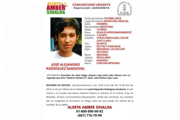 Reportan como desaparecido a estudiante de 14 años en Mazatlán