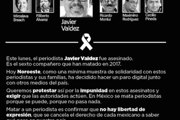 Ven ONG's muchas tareas pendientes en México por asesinatos de periodistas