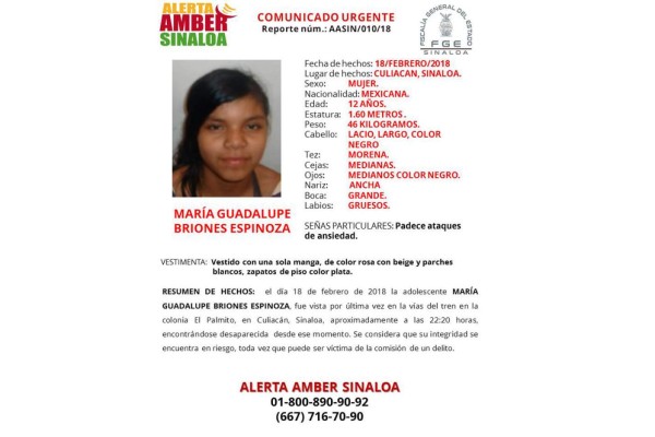 Exigen implementar protocolo para buscar a niña desaparecida en Culiacán