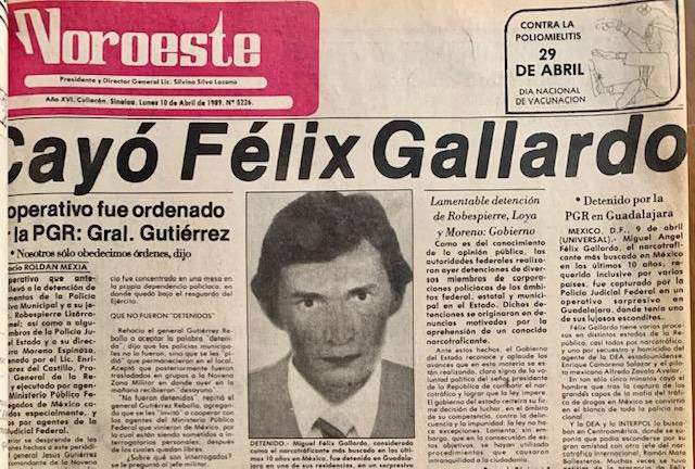 Portada de Noroeste en la que se informó de la detención de Miguel Ángel Félix Gallardo en 1989.