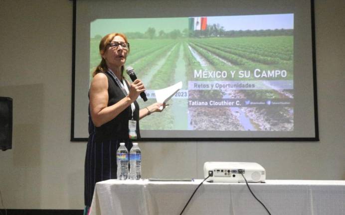 Tatiana Clouthier Carrillo, ex Secretaria de Economía del Gobierno federal, en conferencia “México y su campo. Retos y Oportunidades”, como parte de InfoAgro Exhibition 2023.