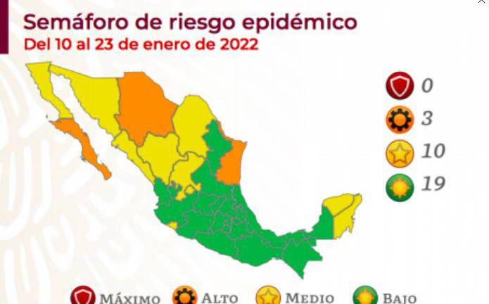 La dependencia actualizó el Semáforo de riesgo epidémico que aplicará del 10 al 23 de enero.