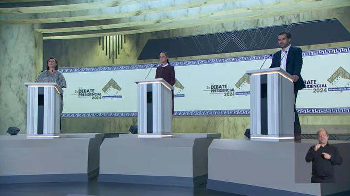 Segundo debate presidencial entre las candidatas y candidato.