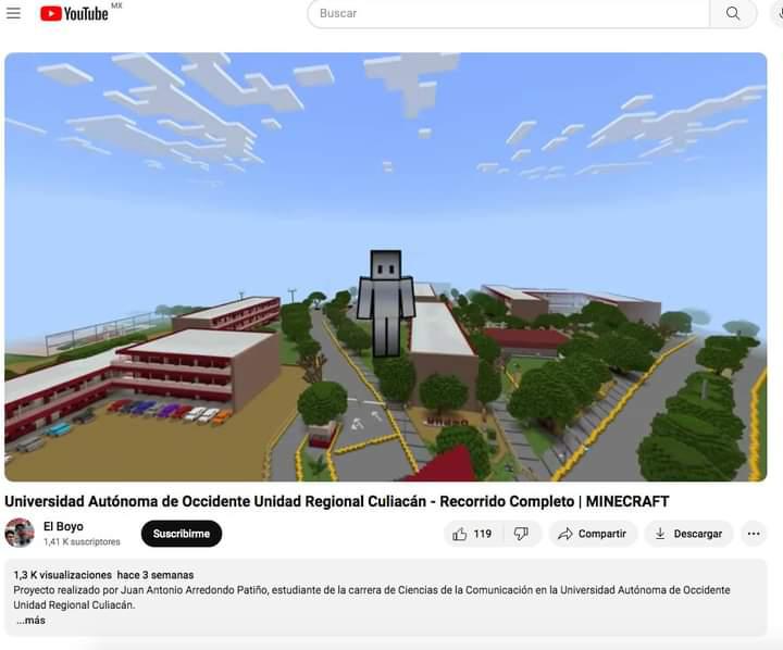 $!Joven de Culiacán recrea su universidad en videojuego Minecraft