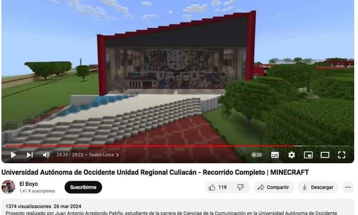 Joven de Culiacán recrea su universidad en videojuego Minecraft