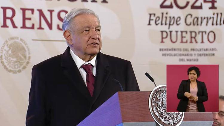 El Presidente Andrés Manuel López Obrador habla en su conferencia sobre la propuesta de Joe Biden de cerrar la frontera de Estados Unidos con México.