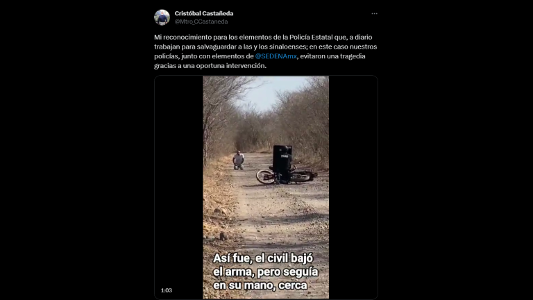 El video de un civil que intentó quitarse la vida con un arma de fuego fue exhibido en la cuenta de Twitter del Secretario de Seguridad Pública estatal.