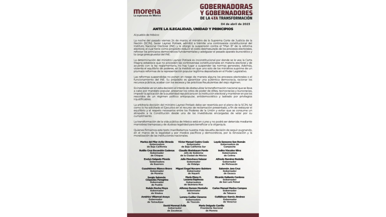 El presidente de Morena, Mario Delgado, publicó la carta de los gobernadores en Twitter.