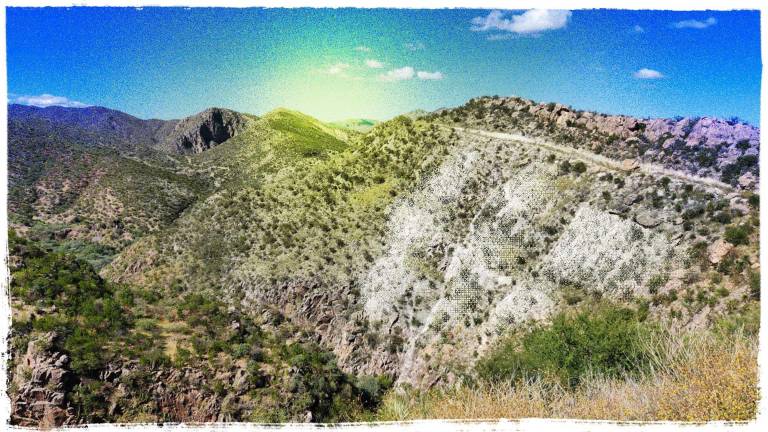 Vista de la secuencia de arcillas de la Sierra de Bacadéhuachi, en Sonora, al norte de México. Vista de la secuencia de arcillas de la Sierra de Bacadéhuachi, en Sonora, al norte de México.