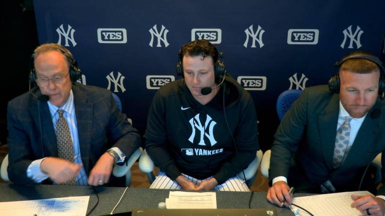 Gerrit Cole, durante una transmisión en un encuentro de los Yanquis. Gerrit Cole, durante una transmisión en un encuentro de los Yanquis.