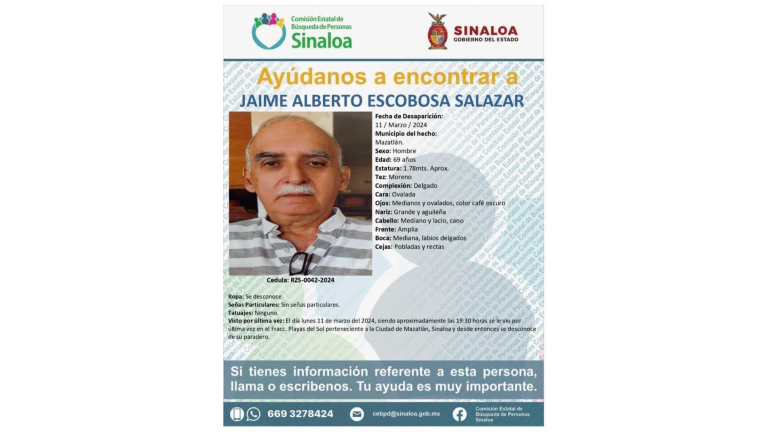 Ficha de búsqueda del señor Jaime Alberto Escobosa Salazar.