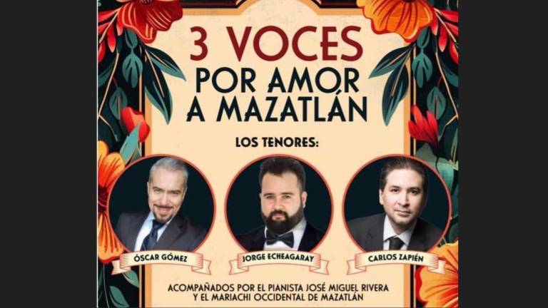 Los tenores estarán acompañados por el pianista José Miguel Rivera y el Mariachi Occidental de Mazatlán.