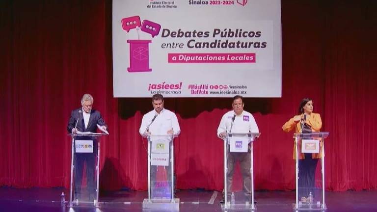 Debate entre candidata y candidatos a la diputación local en el Distrito 13 de Culiacán.