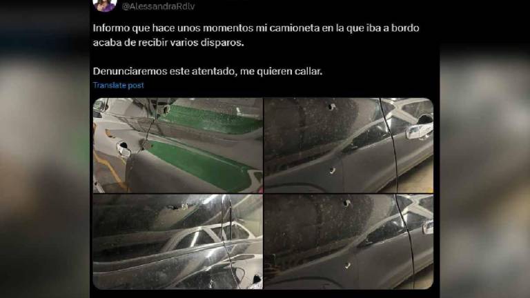 Alessandra Rojo de la Vega compartió imágenes de los disparos que recibió su camioneta.