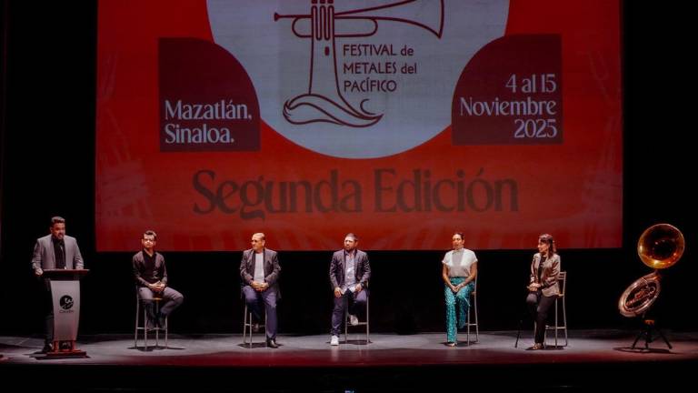 Inauguraron Óscar García Osuna, director del Instituto de Cultura Mazatlán; Sergio Lizárraga, de Lizos Music; Sebastián Cedillo, director artístico del Festival de Metales del Pacífico; Frida Fernández, directora de NOC Orquesta, y Michelle Aguilar, subsecretaria de Promoción y Operación Turística de Sinaloa. Inauguraron Óscar García Osuna, director del Instituto de Cultura Mazatlán; Sergio Lizárraga, de Lizos Music; Sebastián Cedillo, director artístico del Festival de Metales del Pacífico; Frida Fernández, directora de NOC Orquesta, y Michelle Aguilar, subsecretaria de Promoción y Operación Turística de Sinaloa.