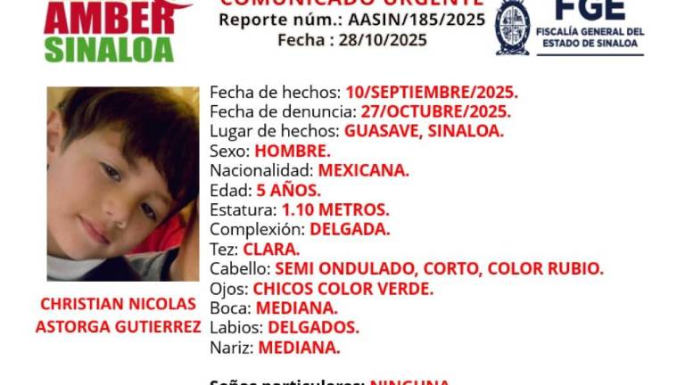 La FGE activó la Alerta Amber para la localización de Christian Nicolás. La FGE activó la Alerta Amber para la localización de Christian Nicolás.