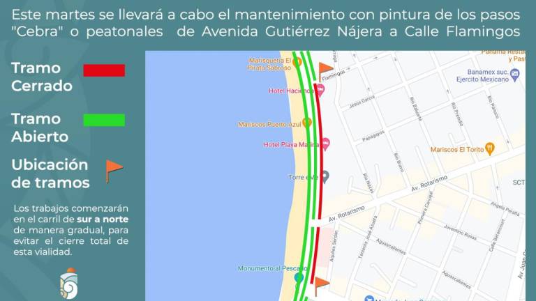 Anuncian cierre hoy en el malecón de Mazatlán para pintar pasos peatonales