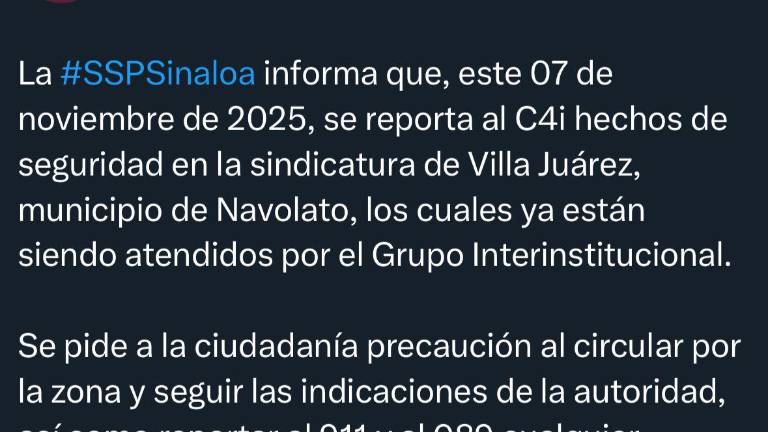 Reportan enfrentamiento armado en Villa Juárez, Navolato. Reportan enfrentamiento armado en Villa Juárez, Navolato.