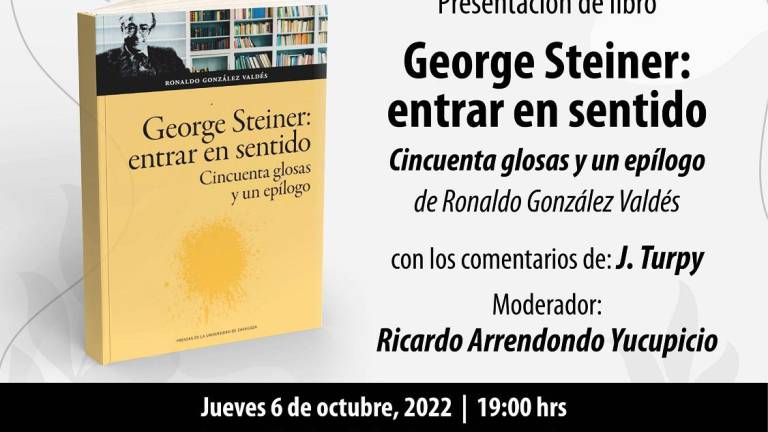 Ronaldo González presentará su libro ‘George Steiner: entrar en el sentido’