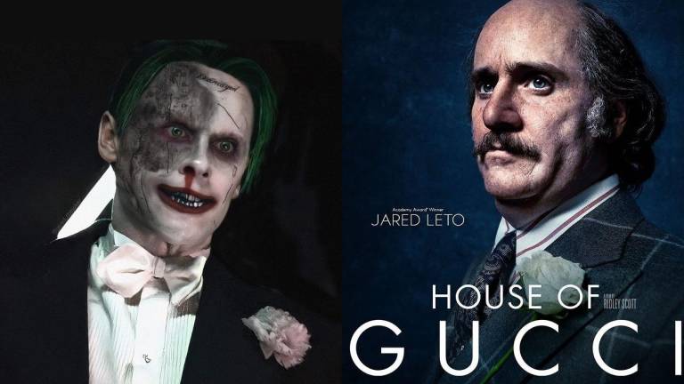 Jared Leto en dos transformaciones, como Joker y como Paolo Gucci.