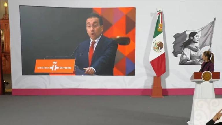 La Presidenta de México Claudia Sheinbaum Pardo proyecta el mensaje del Canciller de España, José Manuel Albares Bueno. La Presidenta de México Claudia Sheinbaum Pardo proyecta el mensaje del Canciller de España, José Manuel Albares Bueno.