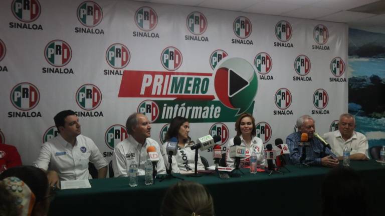 Conferencia de prensa de dirigentes y candidata y candidato de la coalición Fuerza y Corazón por Sinaloa.