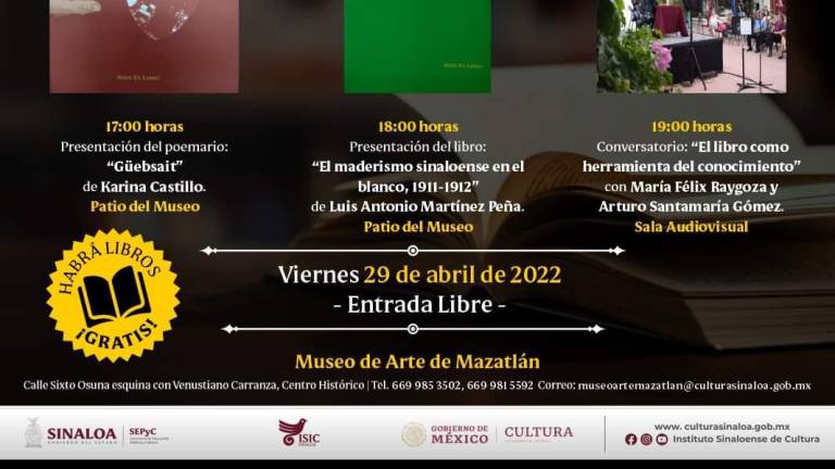El próximo viernes 29 de abril celebra el Museo de Arte Mazatlán el Día Mundial del Libro con una serie de actividades.