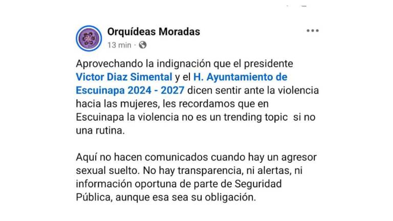Colectivo pide al Alcalde de Escuinapa que también se solidarice contra el acoso y violencia hacia las mujeres en el Municipio. Colectivo pide al Alcalde de Escuinapa que también se solidarice contra el acoso y violencia hacia las mujeres en el Municipio.