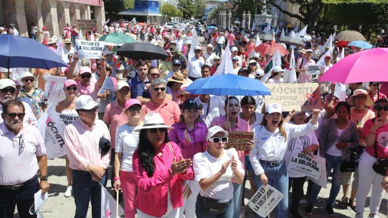 La mañana de este domingo, la Marea Rosa convocó a cientos de personas para marchar desde el Monumento al Escudo hasta la explanada de la Plazuela República.