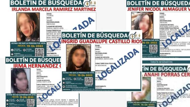 Jóvenes desaparecidas que fueron localizadas en Nuevo León.