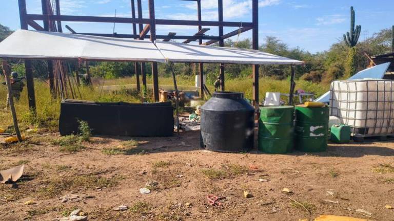 Elementos militares destruyeron cuatro campamentos en Elota y aseguran armas, cartuchos y drogas a la delincuencia. Elementos militares destruyeron cuatro campamentos en Elota y aseguran armas, cartuchos y drogas a la delincuencia.