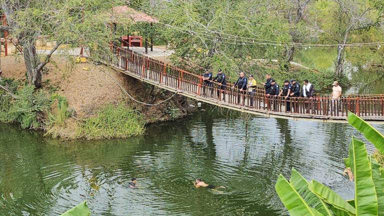 Policías de El Rosario llegaron al puente colgante de Rosario para iniciar la búsqueda del menor.