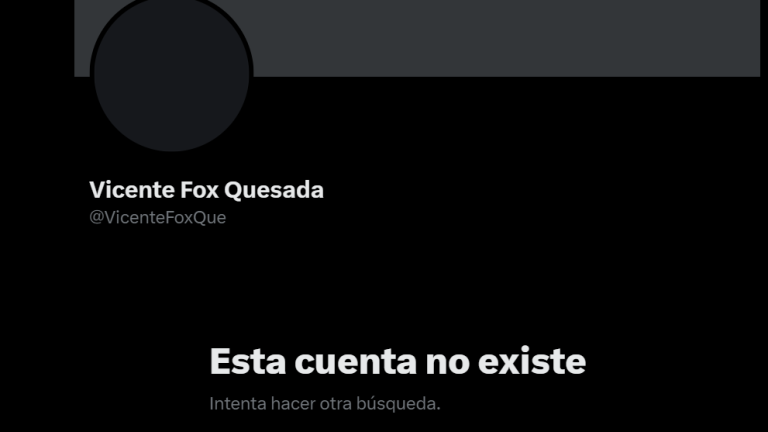 Al ingresar al usuario de Fox Quesada, aparece una imagen con la leyenda: “esta cuenta no existe”.