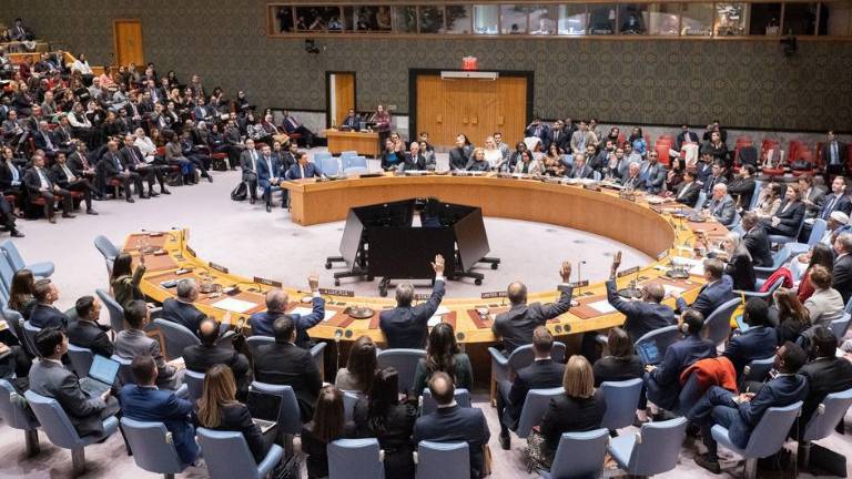 Una amplia visión de la reunión del Consejo de Seguridad de la ONU sobre una resolución que autoriza la creación de una Junta de Paz y una Fuerza Internacional de Estabilización en Gaza. Una amplia visión de la reunión del Consejo de Seguridad de la ONU sobre una resolución que autoriza la creación de una Junta de Paz y una Fuerza Internacional de Estabilización en Gaza.