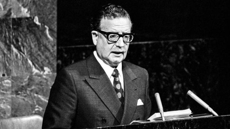 El Presidente de Chile, Salvador Allende, pronuncia un discurso ante la Asamblea General de la ONU. Diciembre de 1972.