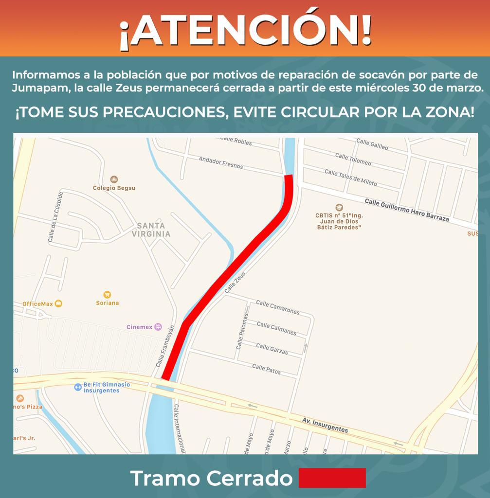 $!Alerta; cierran tráfico de la Calle Zeus para reparar socavón, en Mazatlán
