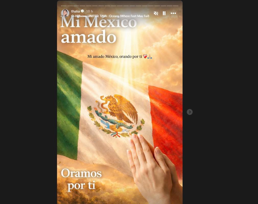 $!Thalía también publicó su sentir en redes sociales.
