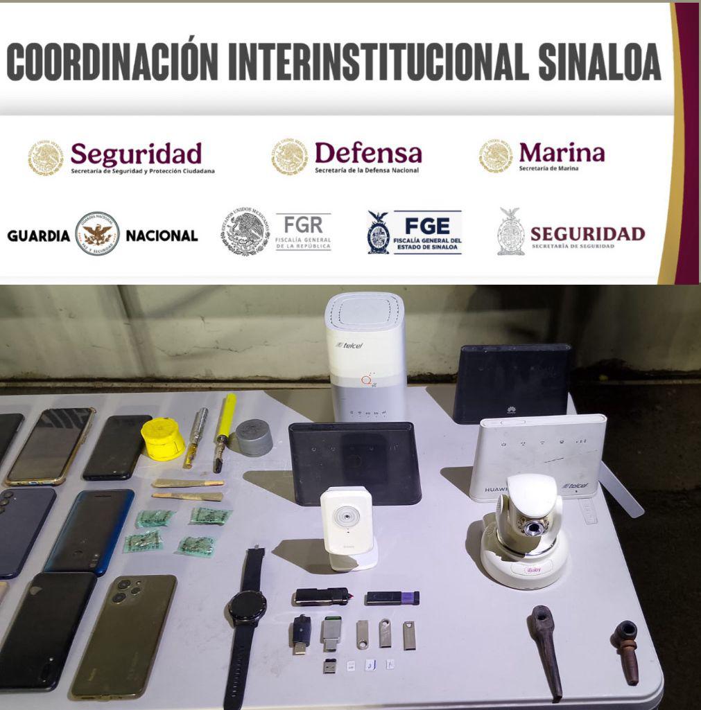 $!Aseguran armas punzocortantes, drogas y dispositivos electrónicos, tras revisión en penal de Mazatlán