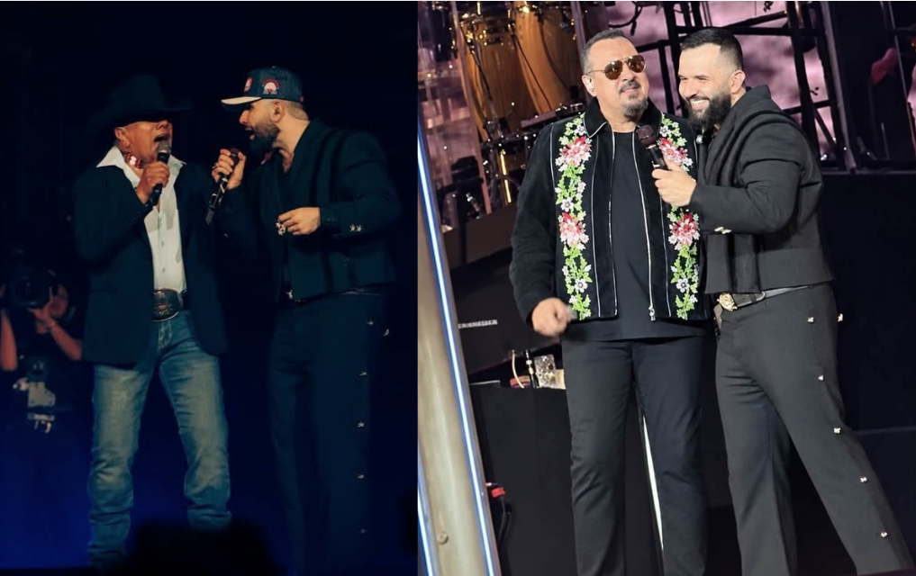 Lupe Esparza y Pepe Aguilar acompañan a Carín León.